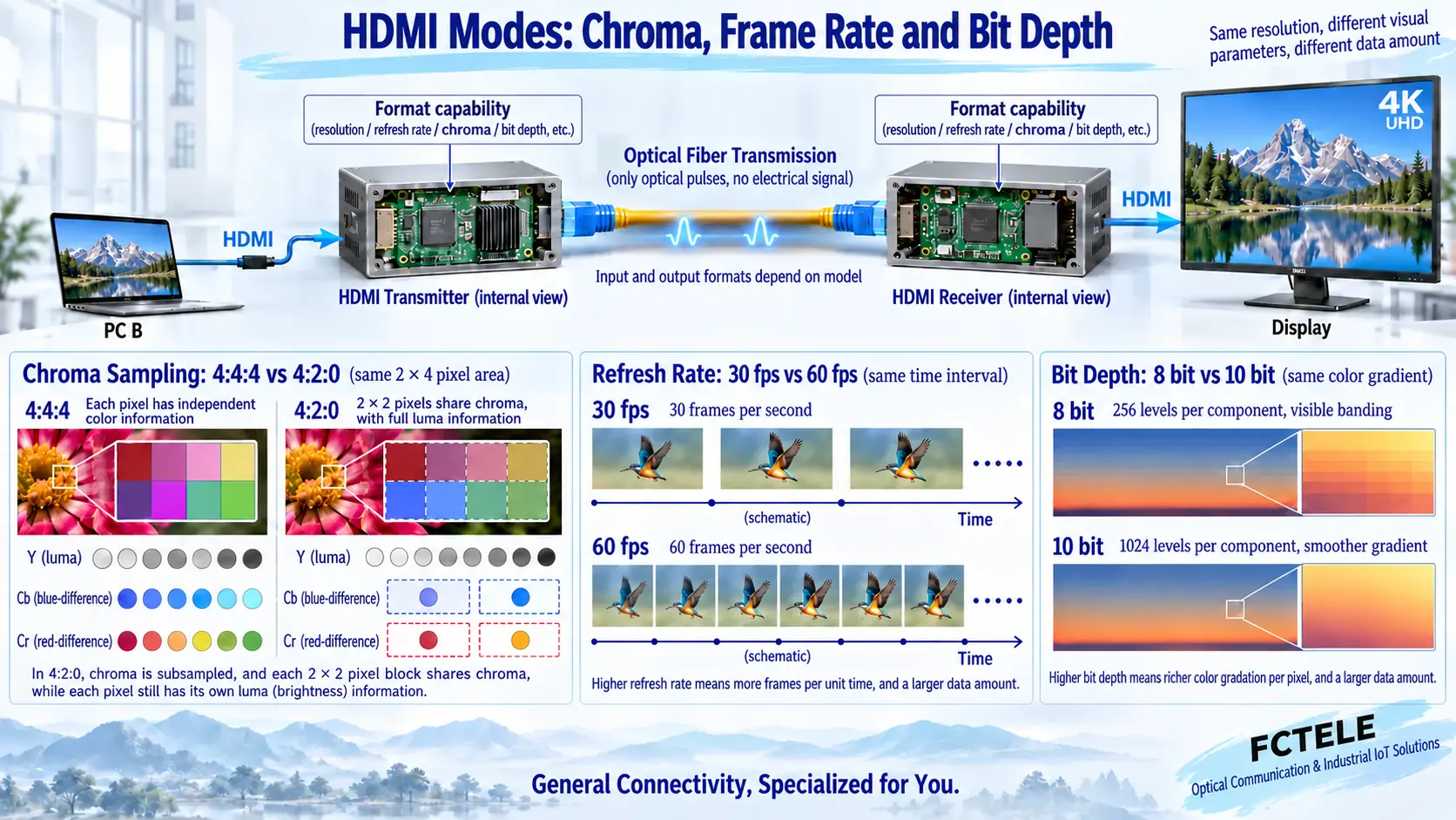 Refresh rate, chroma sampling, and bit depth change HDMI data requirements