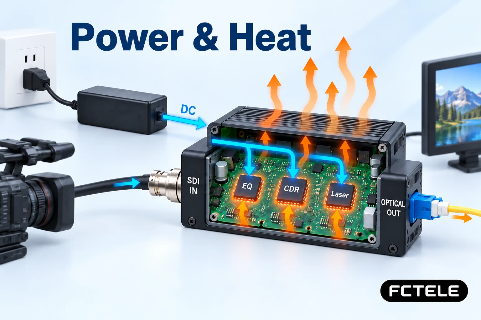 SDI Fiber Extender Power Consumption and Temperature Rise