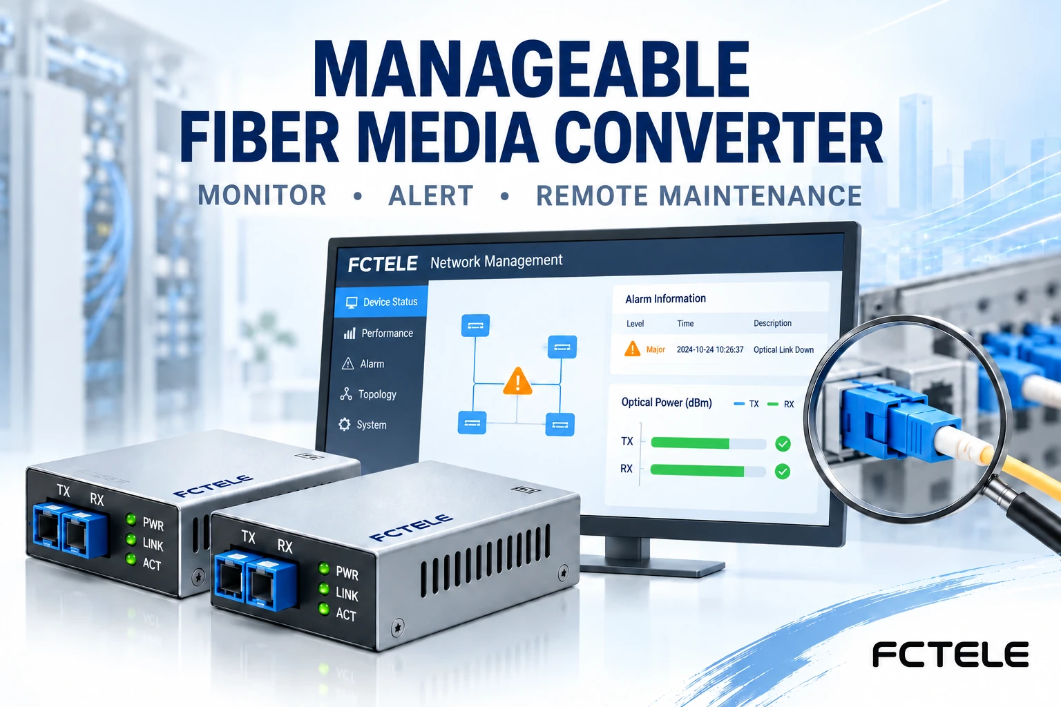 Choosing Managed Fiber Media Converters: Monitoring Fields, Alarms and Remote Maintenance Tests