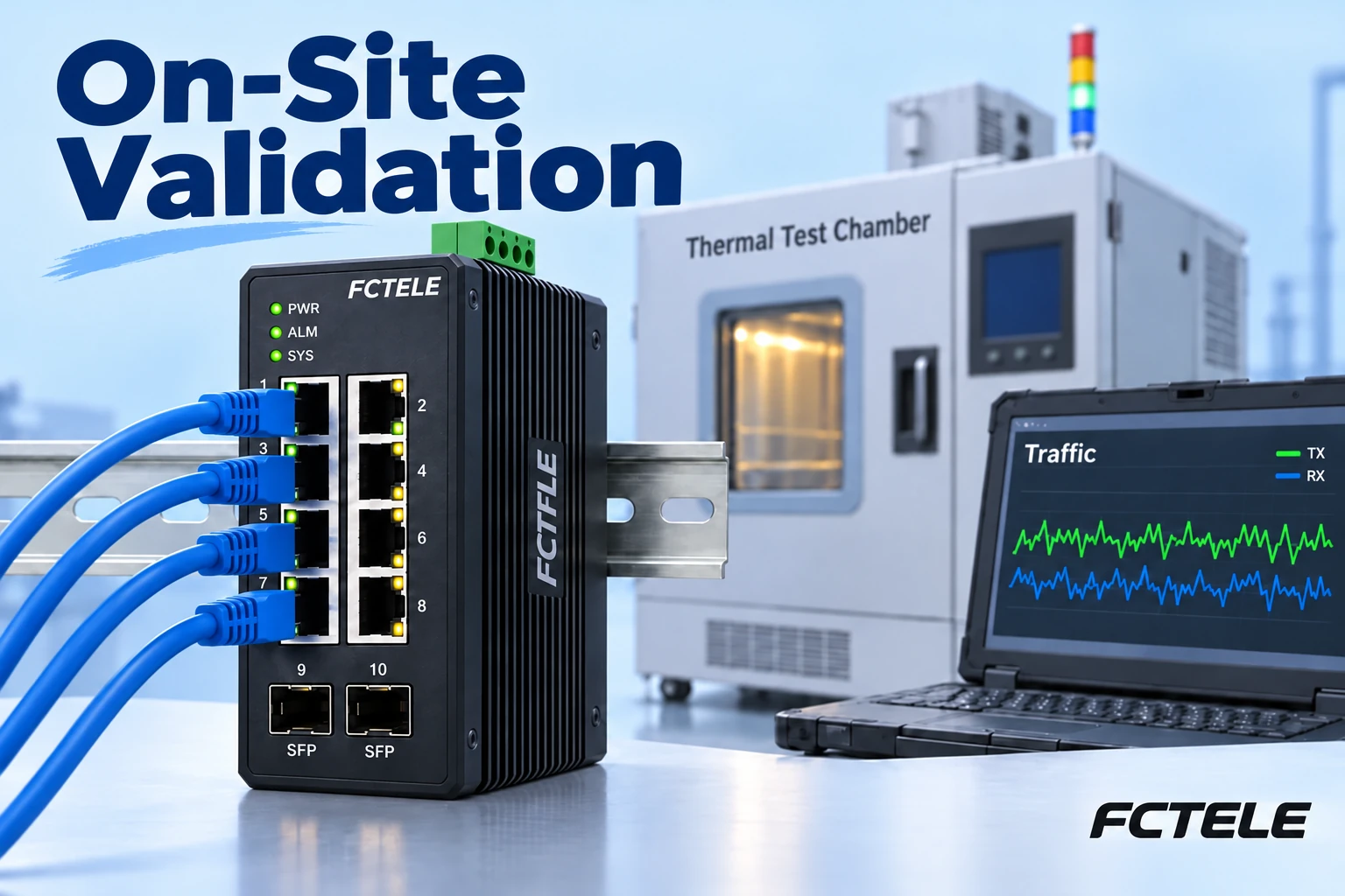 How to Validate Industrial Switches Under Load in the Field: Temperature, Traffic, and Service Recovery