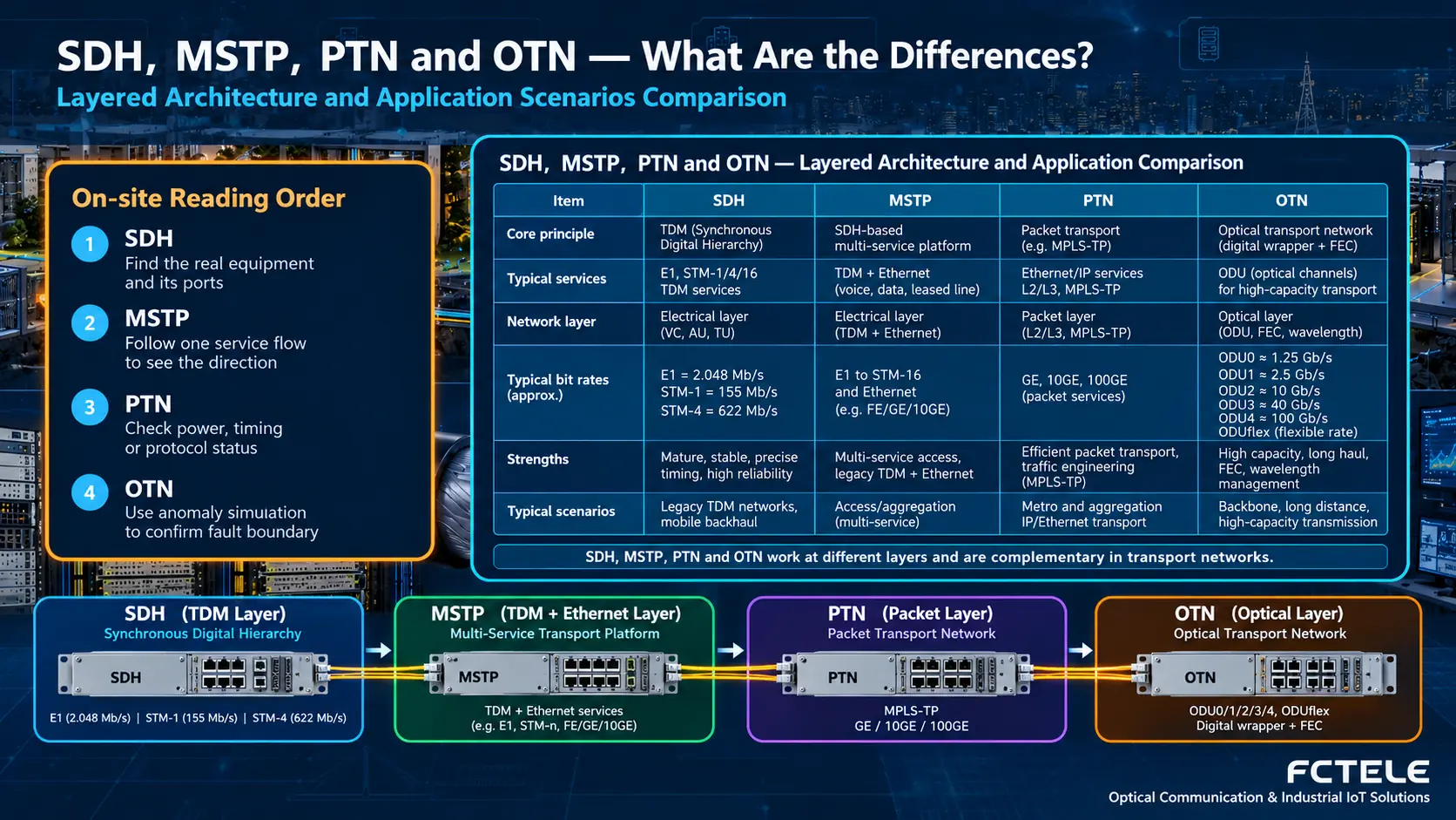 SDH vs MSTP vs PTN vs OTN: Bearer Layers and Application Scenarios Compared combined interpretation of scenarios and scientific measurements